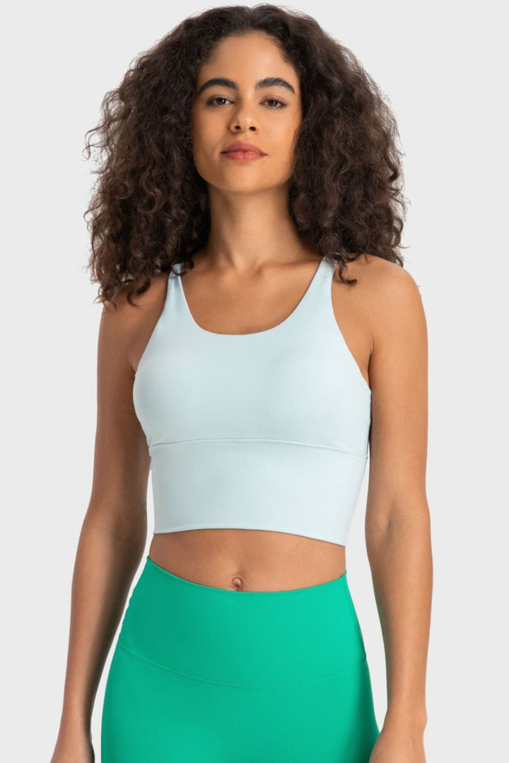 The802Gypsy Activewear/tops Mint Blue / 4 GYPSY-Crisscross Back Ladder Detail Sports Top