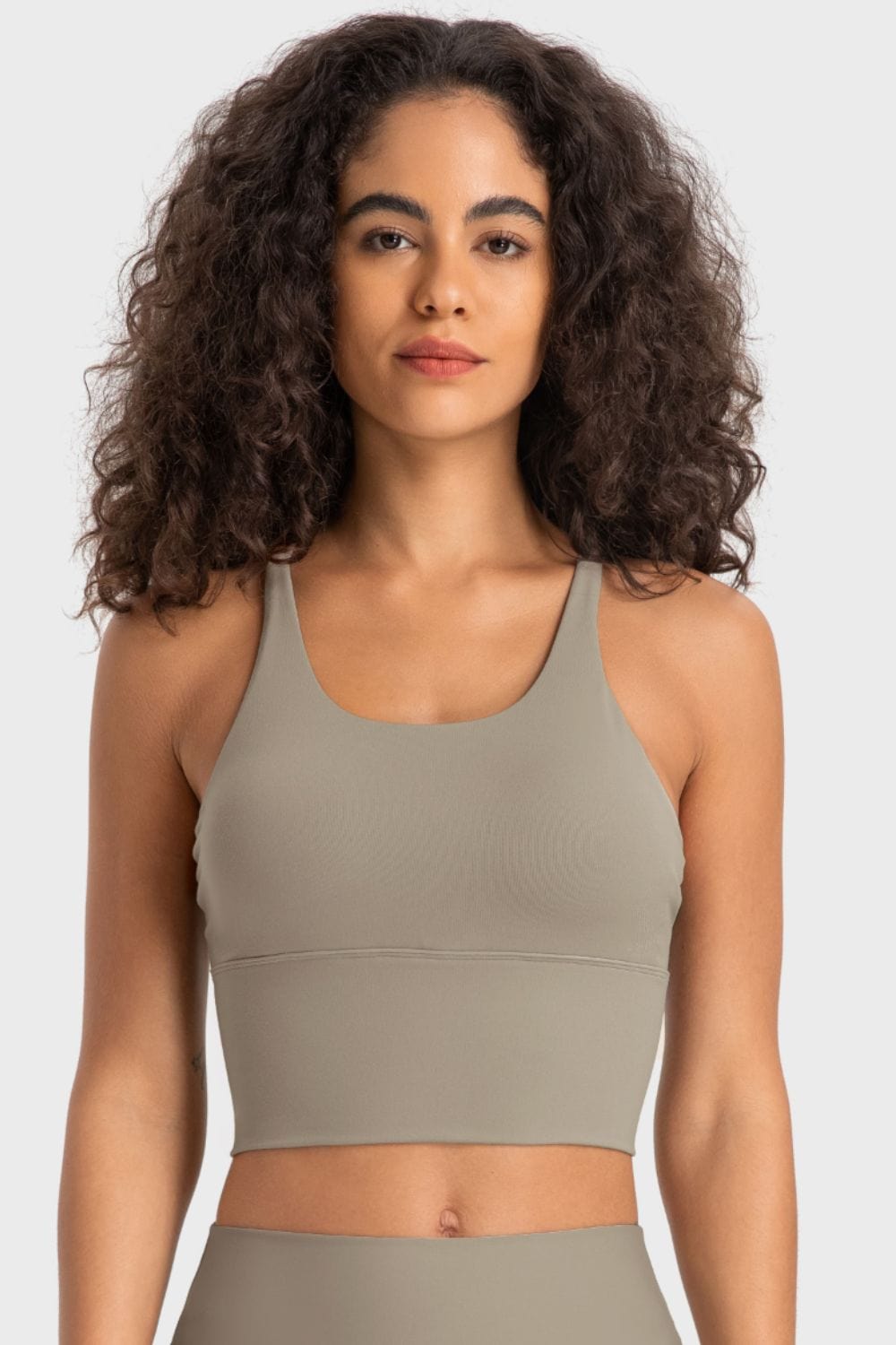 The802Gypsy Activewear/tops Mocha / 4 GYPSY-Crisscross Back Ladder Detail Sports Top