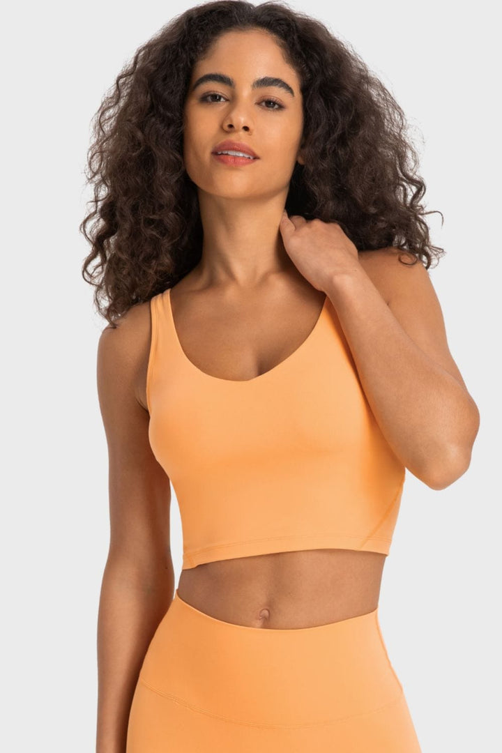 The802Gypsy Activewear/tops Sherbet / 4 GYPSY-Deep V-Neck Crop Sports Top