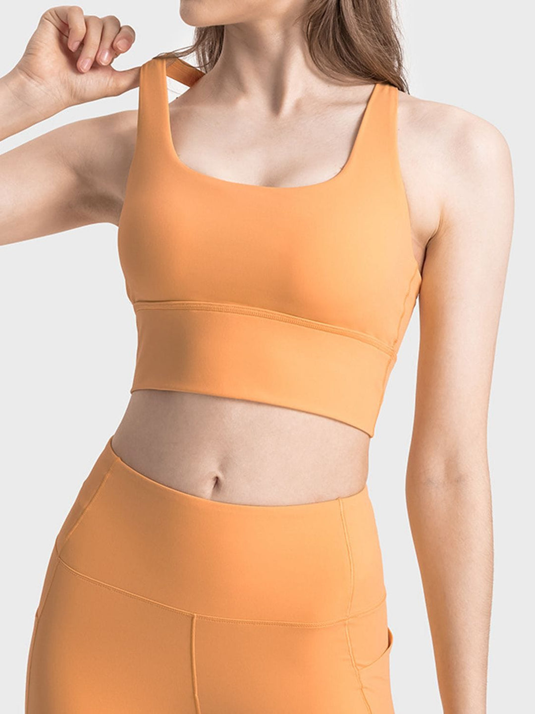 The802Gypsy Activewear/tops Sherbet / 4 GYPSY-Scoop Neck Crisscross Straps Sports Bra