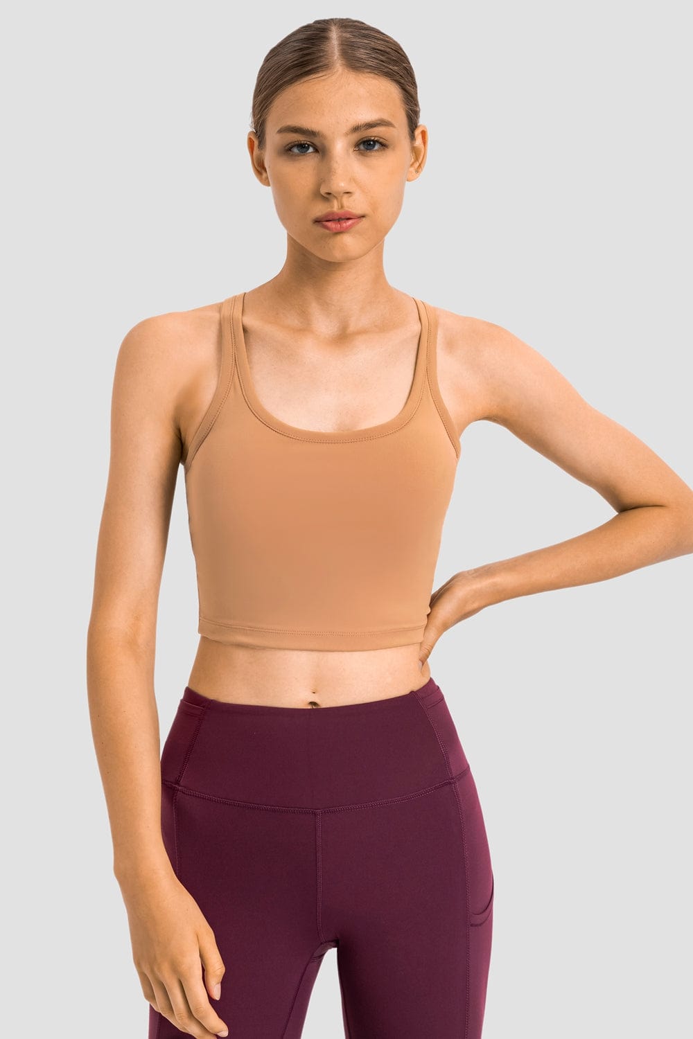 The802Gypsy Activewear/tops Tan / 4 GYPSY-Racerback Sports Top