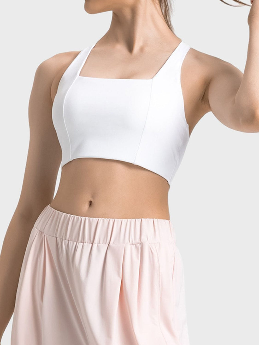 The802Gypsy Activewear/tops White / 4 GYPSY-Scoop Neck Sports Bra