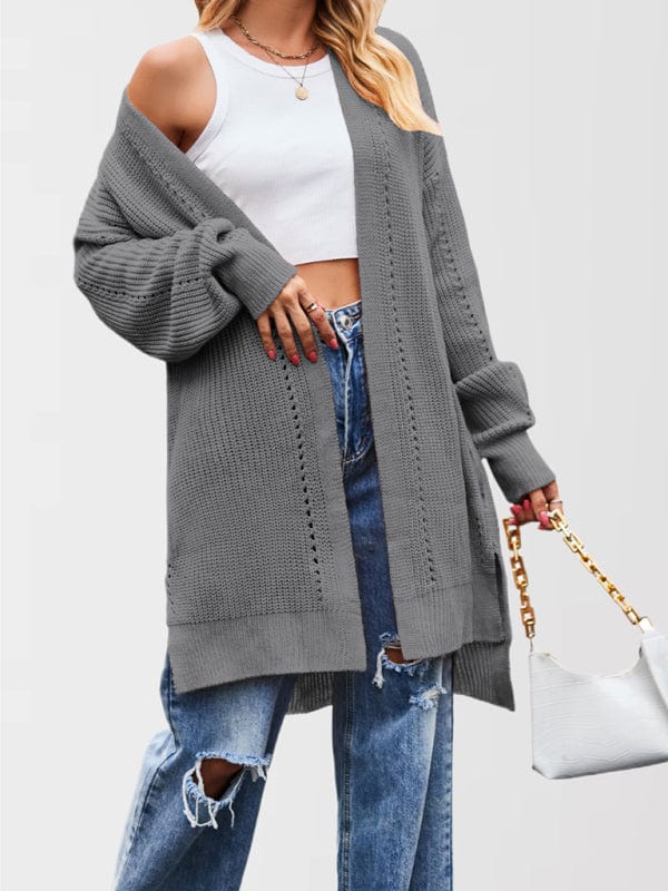 The802Gypsy apparel and accessories Grey / S GYPSY GIRL- Long Knit Cardigan