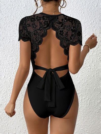 The802Gypsy bodysuit Gypsy Lace Backless Round Neck Bodysuit