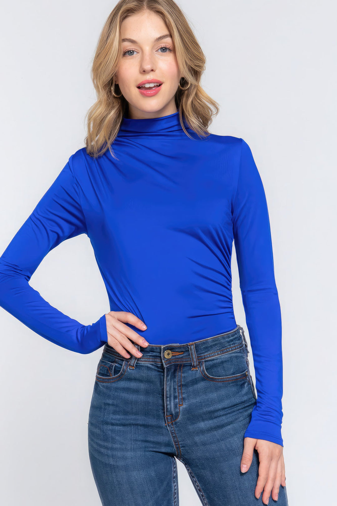 The802Gypsy  bodysuit S / blue ❤GYPSY LOVE-Long Sleeve High Neck Knit Bodysuit