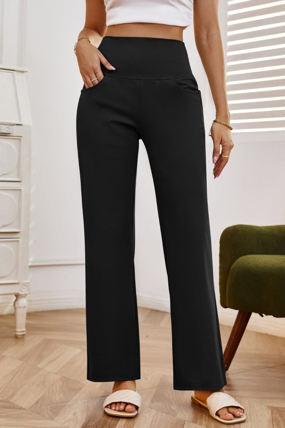 The802Gypsy bottom/pants Black / XS High Waist Wide Leg Pants with Pockets