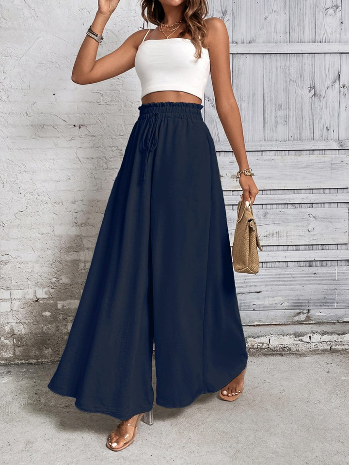 The802Gypsy bottom/pants Dark Blue / S GYPSY-Tied High Waist Wide Leg Pants