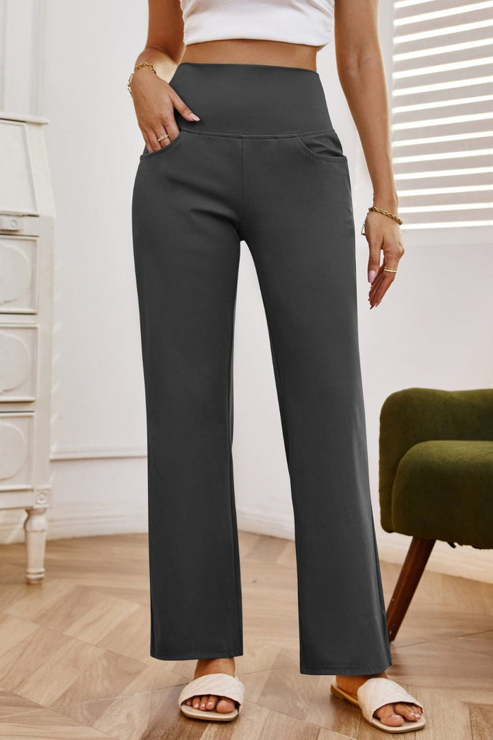 The802Gypsy bottom/pants Dark Gray / XS High Waist Wide Leg Pants with Pockets