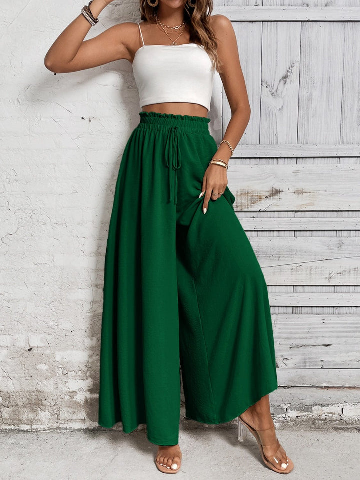 The802Gypsy bottom/pants Dark Green / S GYPSY-Tied High Waist Wide Leg Pants