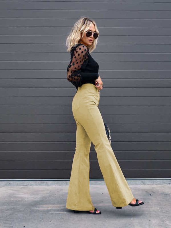 the802gypsy bottom/pants GYPSY GIRL-Corduroy High Waist Slim Flared Pants