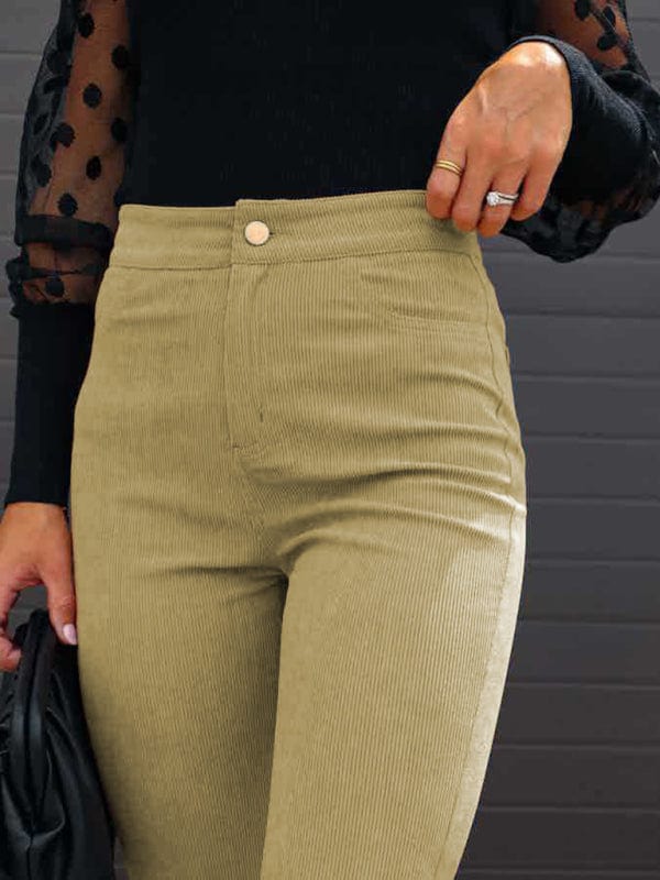 the802gypsy bottom/pants GYPSY GIRL-Corduroy High Waist Slim Flared Pants