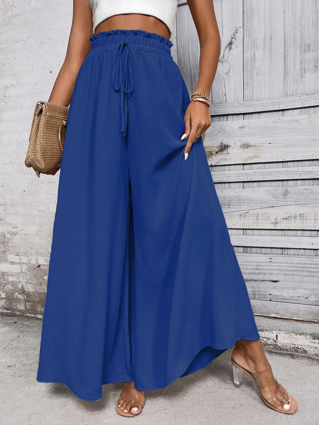 The802Gypsy bottom/pants Royal Blue / S GYPSY-Tied High Waist Wide Leg Pants