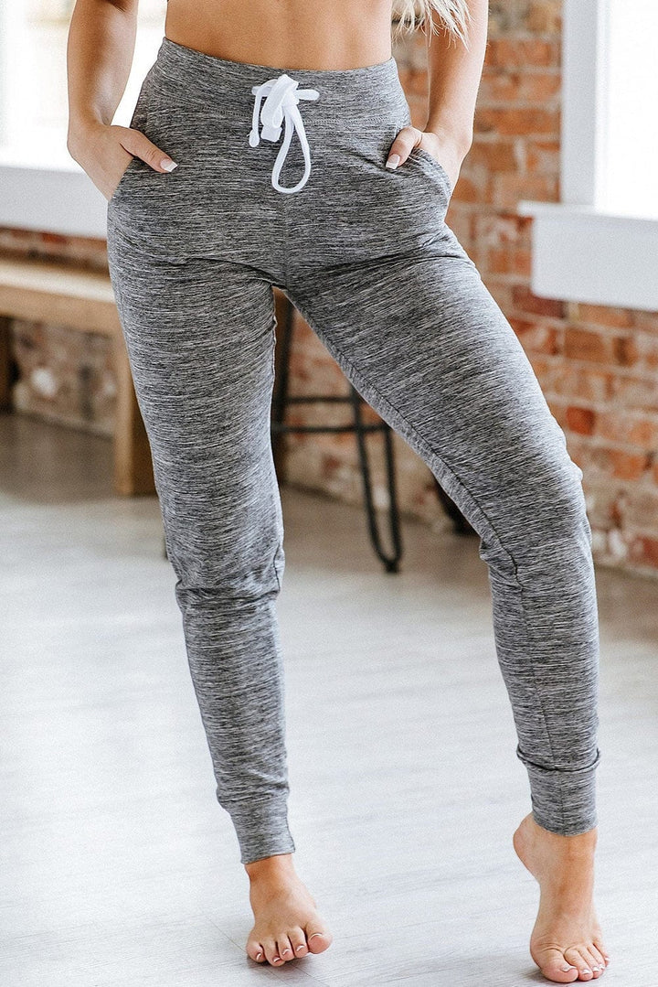The802Gypsy  Bottoms Gray / S / 90%Polyester+10%Elastane Moss Green Drawstring Waist Pocketed Joggers