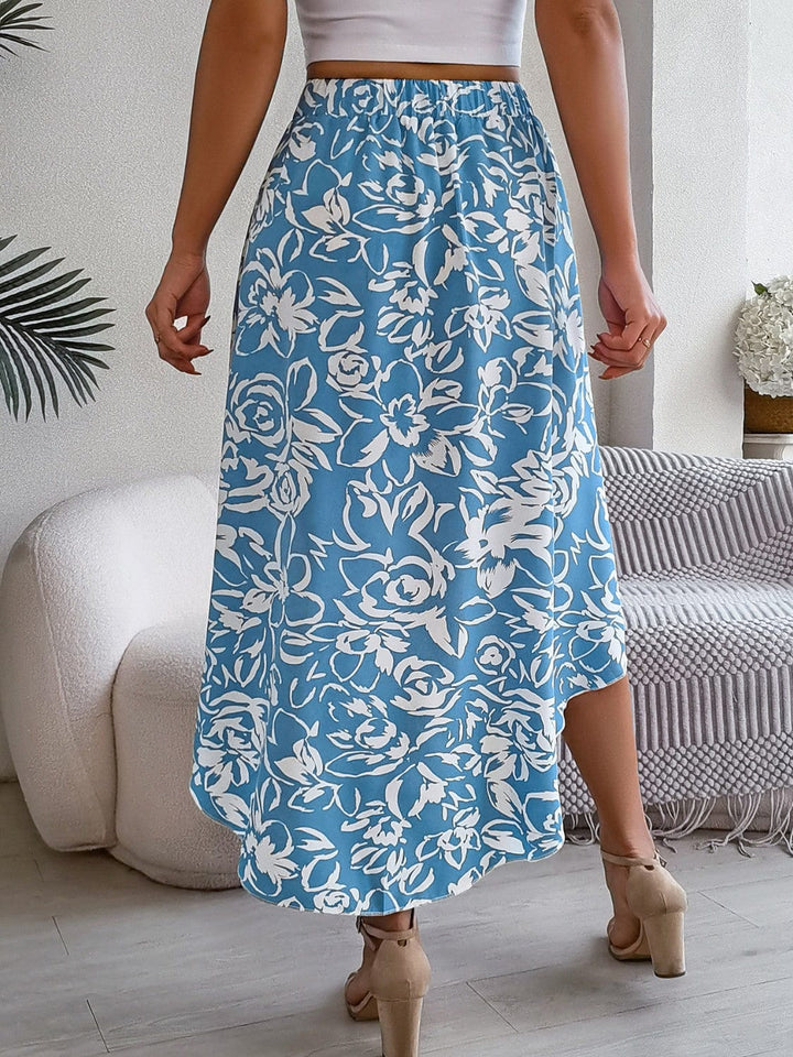 The802Gypsy bottoms GYPSY-High-Low Printed High Waist Skirt