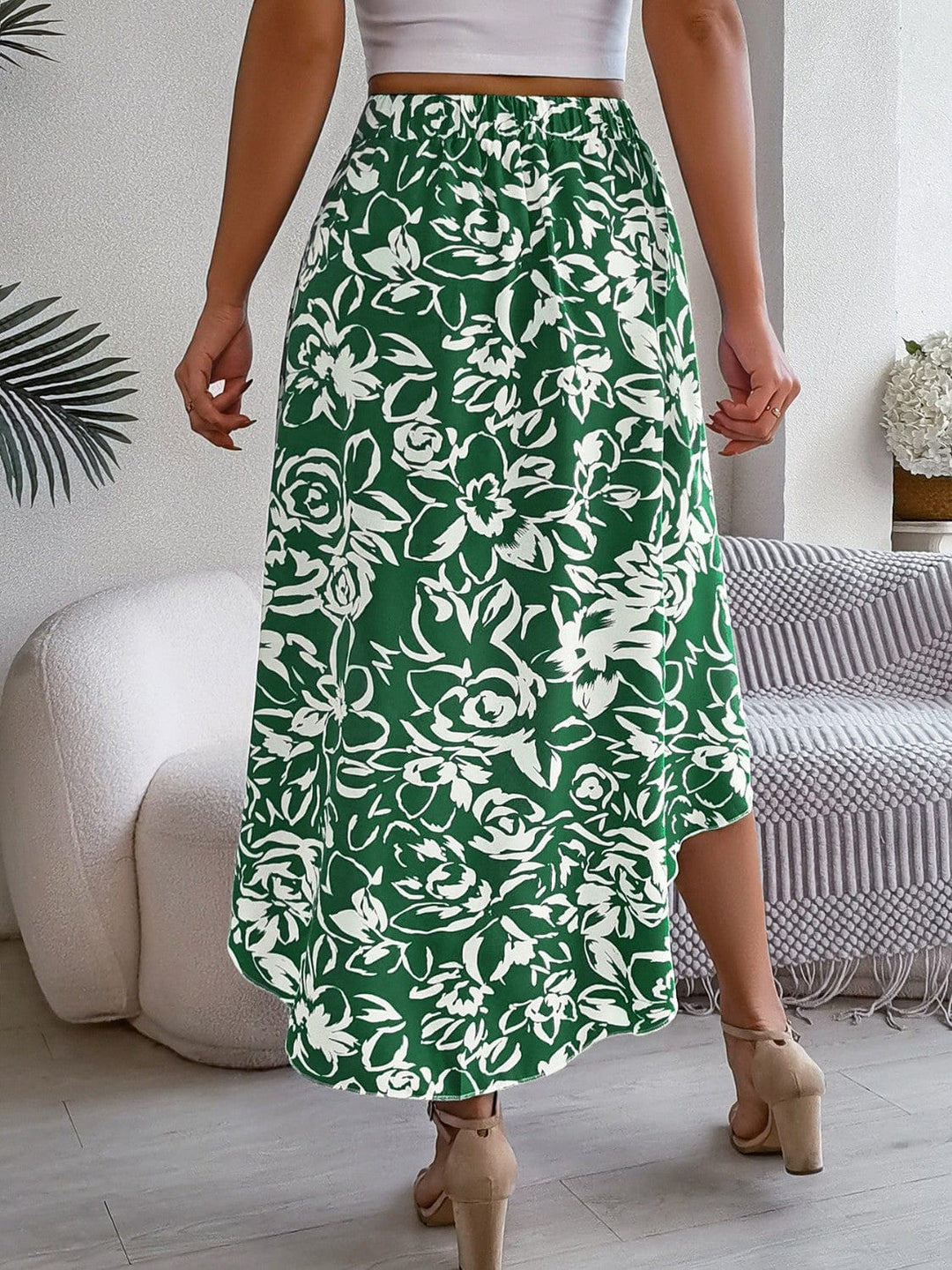 The802Gypsy bottoms GYPSY-High-Low Printed High Waist Skirt