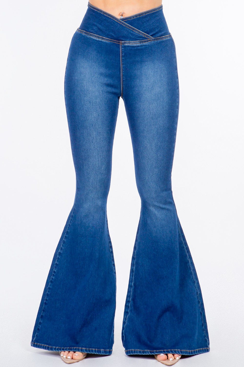 The802Gypsy Bottoms/Jeans Blue / S ❤️GYPSY-American Bazi-High Waist Pull On Flare Jeans