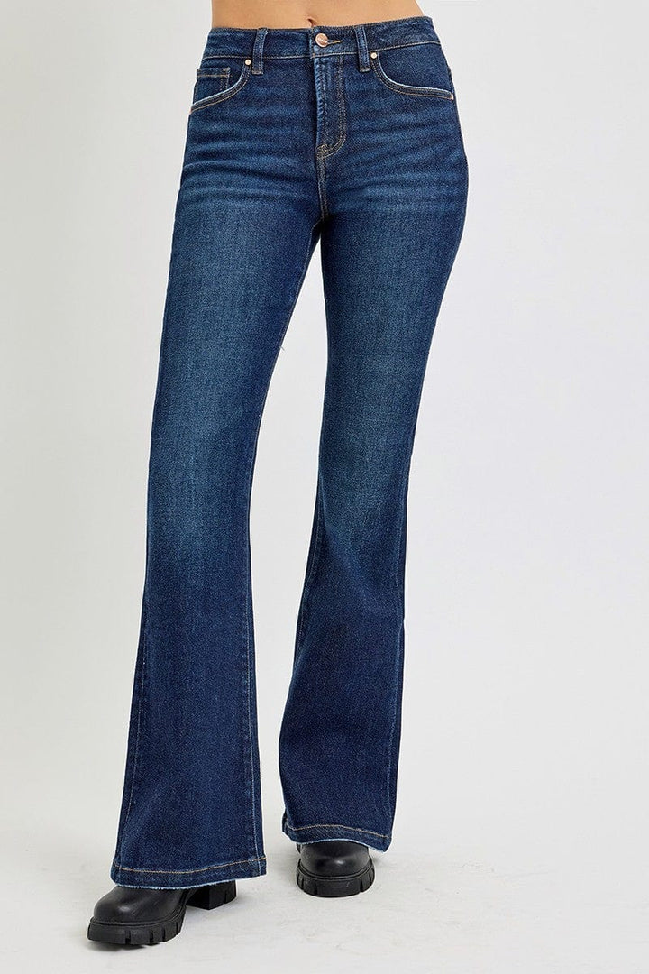 The802Gypsy Bottoms/Jeans Dark Denim / 0(24) ❤️GYPSY-RISEN-High Rise Flare Jeans with Pockets