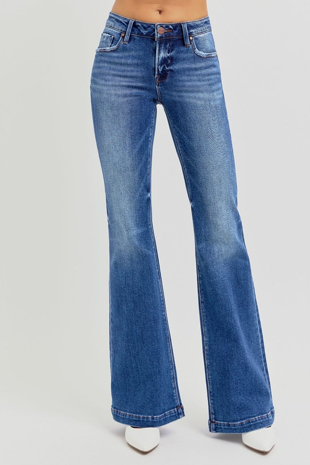 The802Gypsy Bottoms/Jeans Dark Denim / 1(25) ❤️GYPSY-RISEN-Low Rise Flare Jeans with Pockets