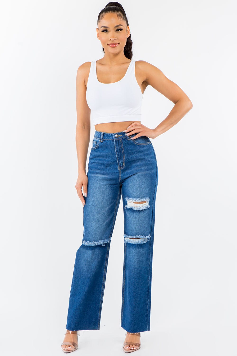 The802Gypsy Bottoms/Jeans ❤️GYPSY-American Bazi-High Waist Distressed Wide Leg Jeans