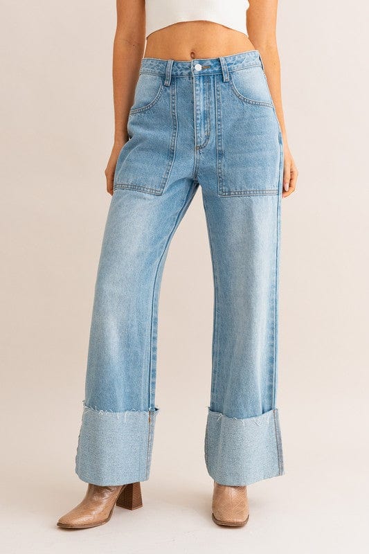 The802Gypsy Bottoms/Jeans ❤️GYPSY FOX-LE LIS-High-Waisted Wide Leg Cuffed Jeans