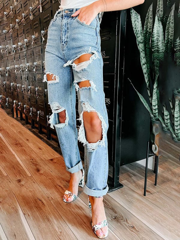 The802Gypsy Bottoms/Jeans GYPSY GIRL-High Waist Slimming Ripped Jeans