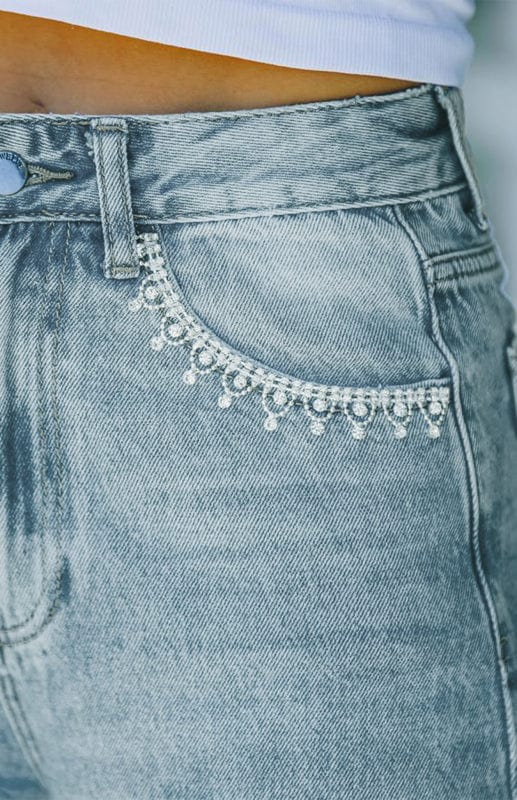 The802Gypsy Bottoms/Jeans GYPSY GIRL-Petal Pocket Mid Waist Loose Jeans