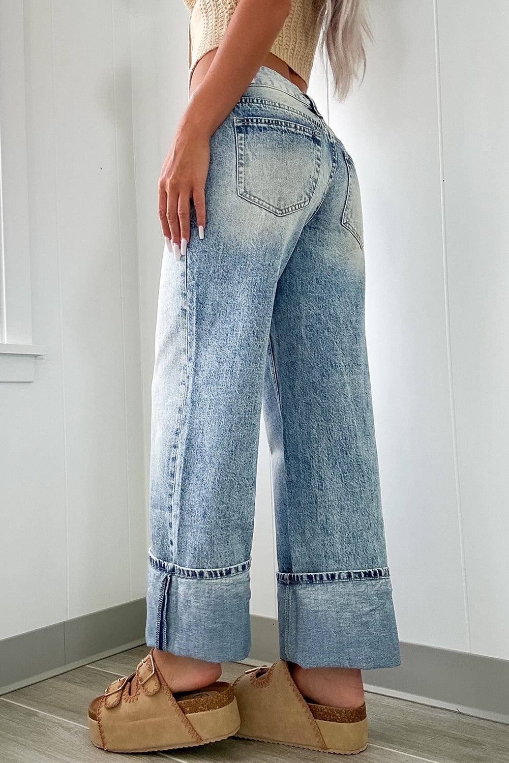 The802Gypsy Bottoms/Jeans GYPSY-Washed Wide Leg Jeans with Pockets