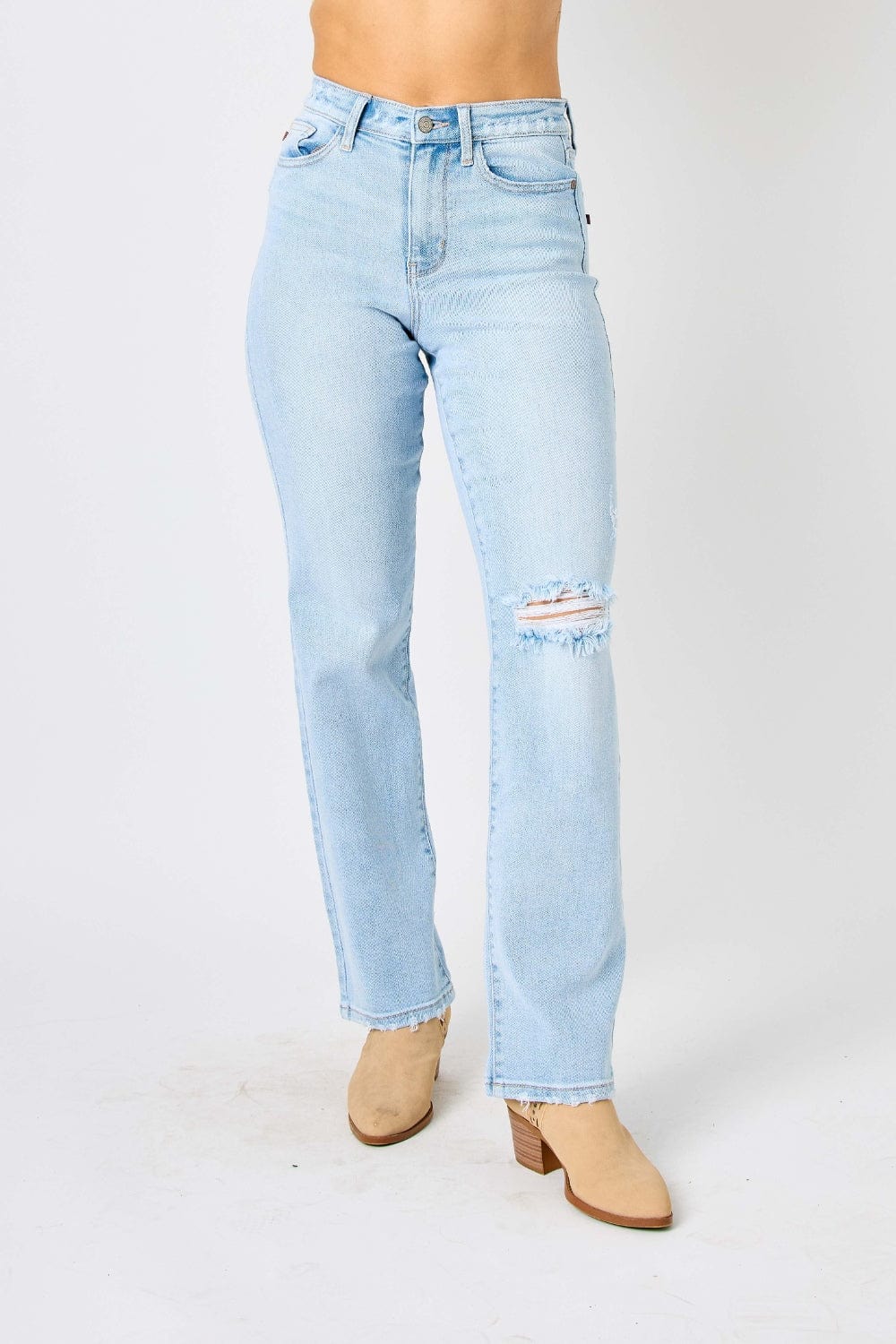 The802Gypsy Bottoms/Jeans Light / 0(24) ❤️GYPSY-Judy Blue- High Waist Distressed Straight Jeans