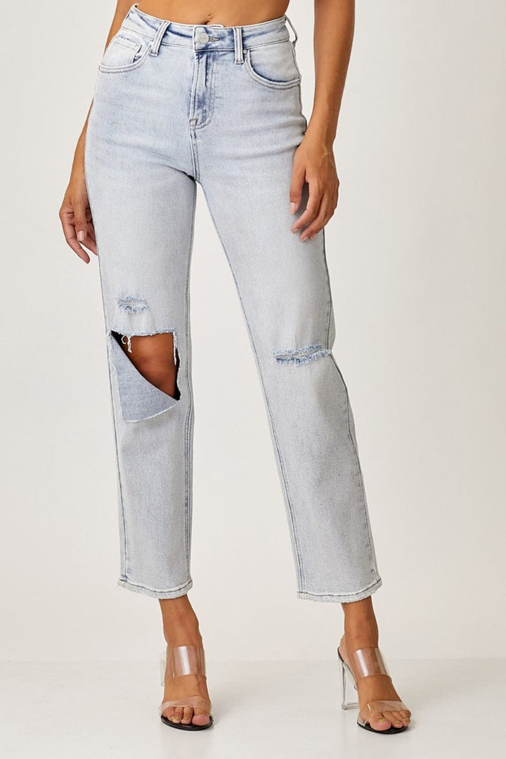 The802Gypsy Bottoms/Jeans Light / 1 ❤️GYPSY-RISEN-High Rise Distressed Relaxed Jeans