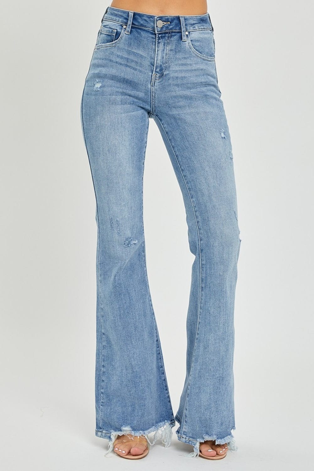 the802gypsy Bottoms/Jeans Light blue / 0(24) ❤️GYPSY-Risen- High Rise Frayed Hem Flare Jeans