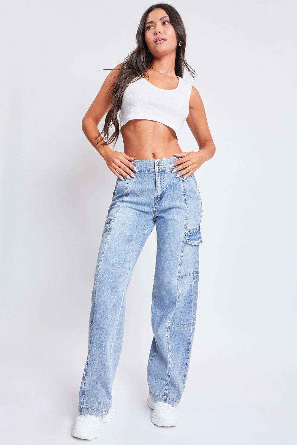 The802Gypsy Bottoms/Jeans Light Wash / S ❤️GYPSY-YMI Jeanswear-High-Rise Straight Cargo Jeans