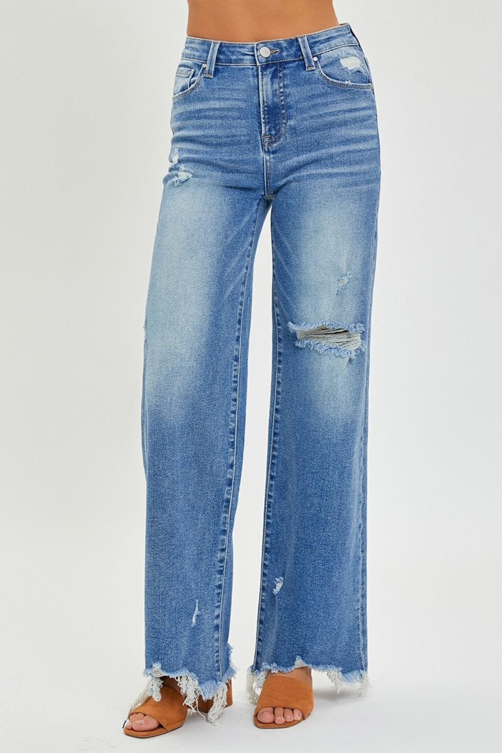 The802Gypsy Bottoms/Jeans Medium / 0(24) ❤️GYPSY-RISEN-High Rise Frayed Hem Wide Leg Jeans 🔷