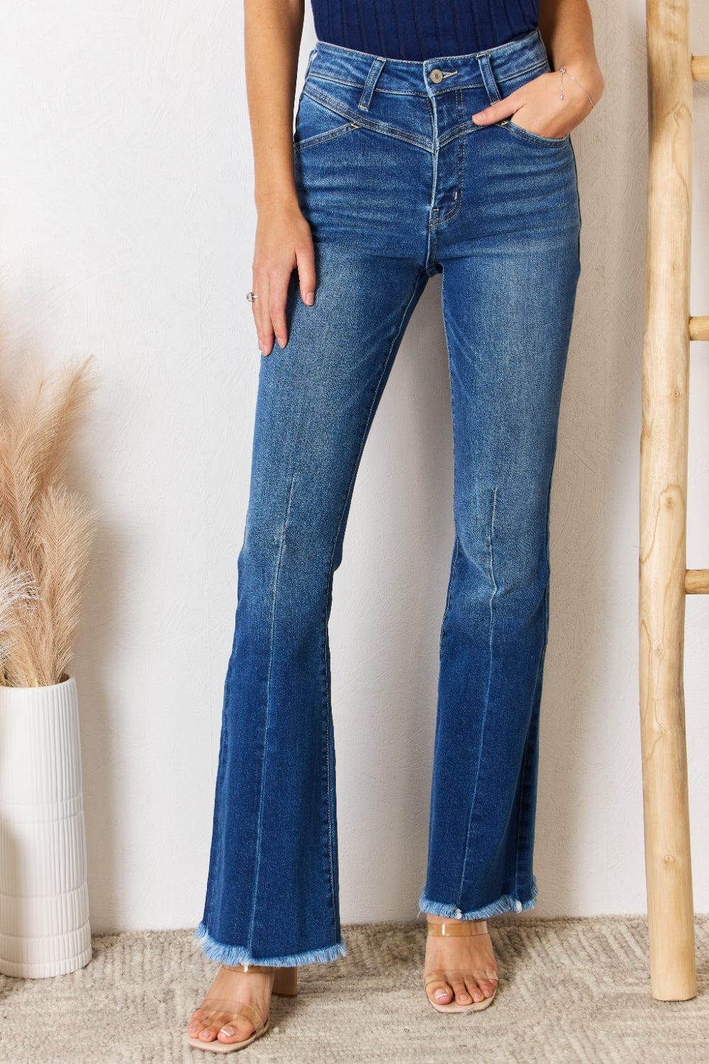The802Gypsy Bottoms/Jeans Medium / 1(24) ❤️GYPSY-Kancan-High Rise Raw Hem Flare Jeans