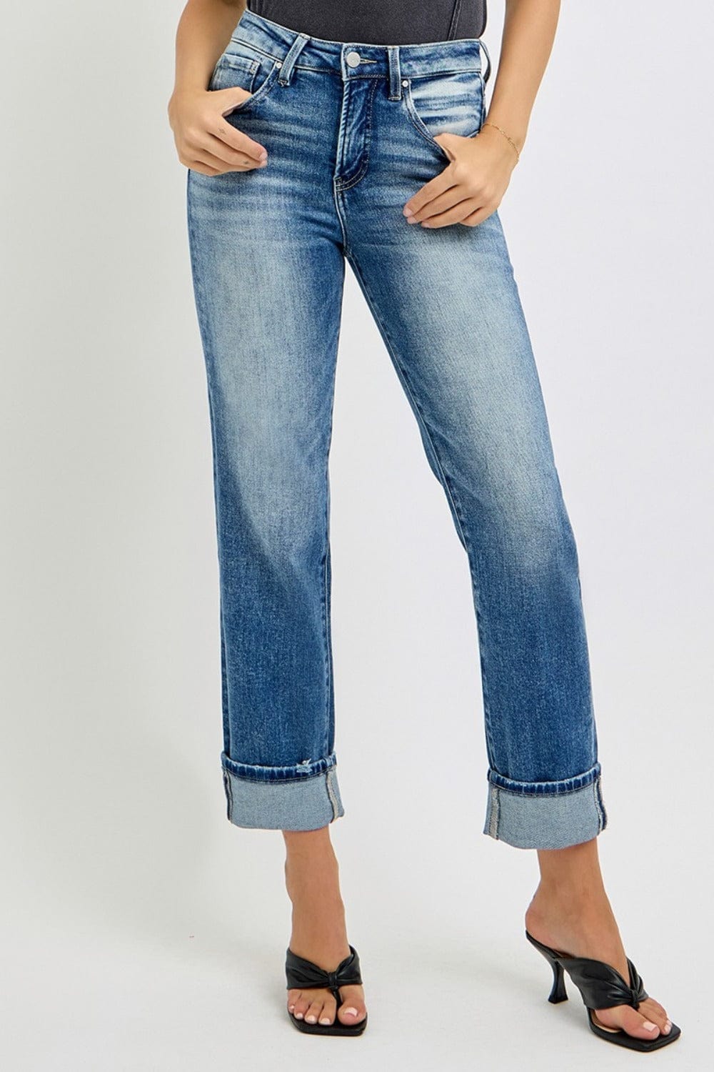 The802Gypsy Bottoms/Jeans Medium Denim / 0(24) ❤️GYPSY-RISEN-High Rise Crop Straight Roll Up Jeans