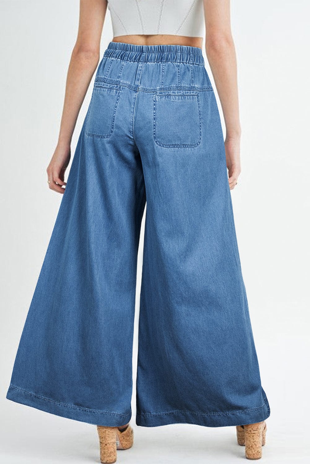 The802Gypsy  Bottoms/Jeans TRAVELING GYPSY-Cotton Button Fly Waist Wide Leg Jeans