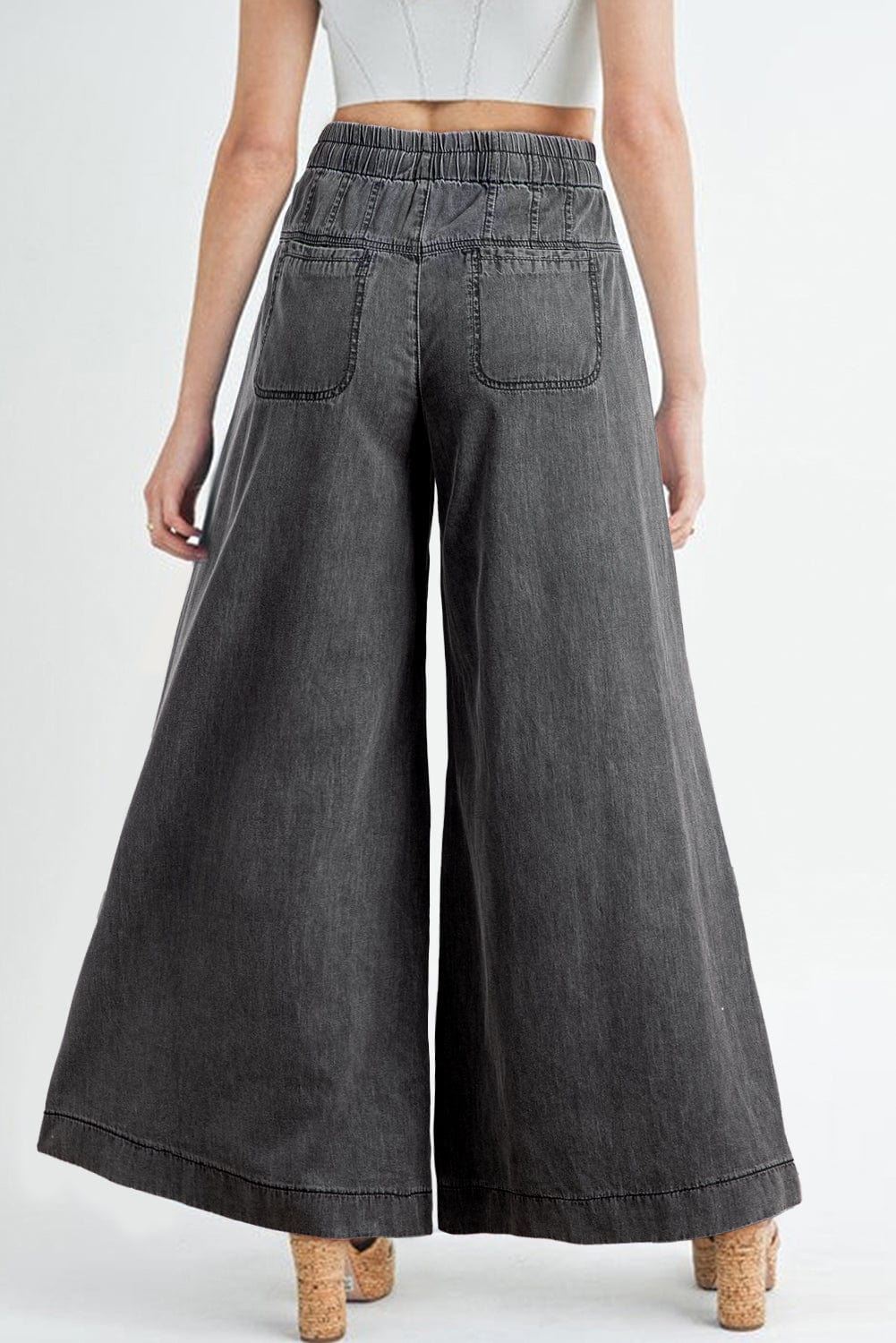 The802Gypsy  Bottoms/Jeans TRAVELING GYPSY-Cotton Button Fly Waist Wide Leg Jeans