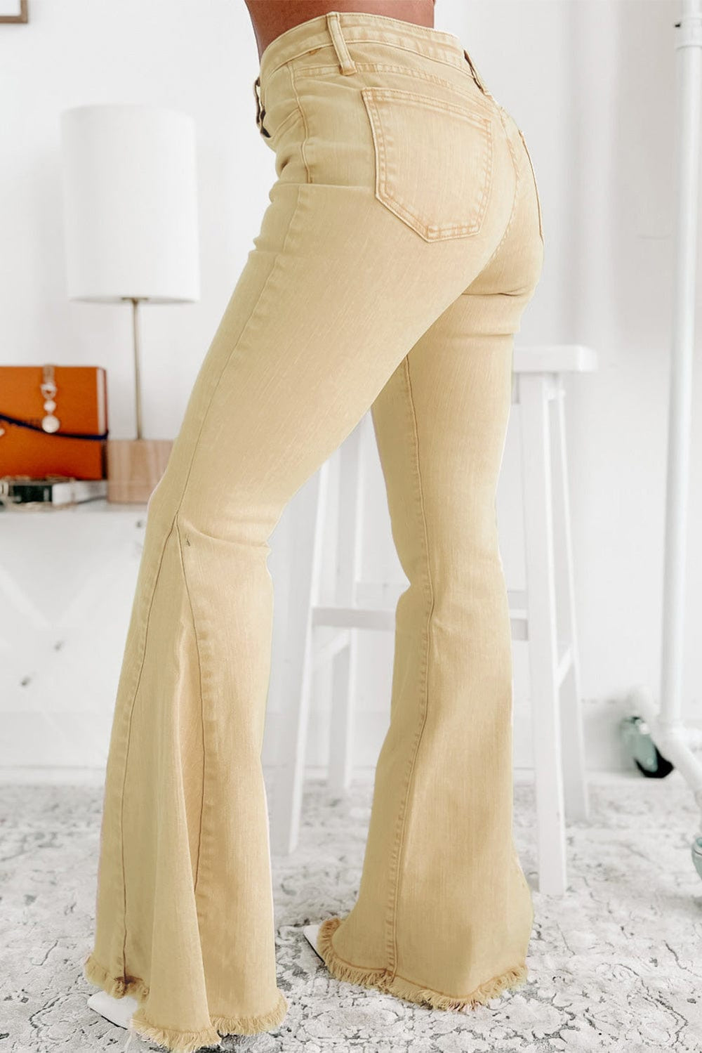 The802Gypsy  Bottoms/Jeans TRAVELING GYPSY-Khaki Raw Edge Mid Waist Flared Jeans ⏹️