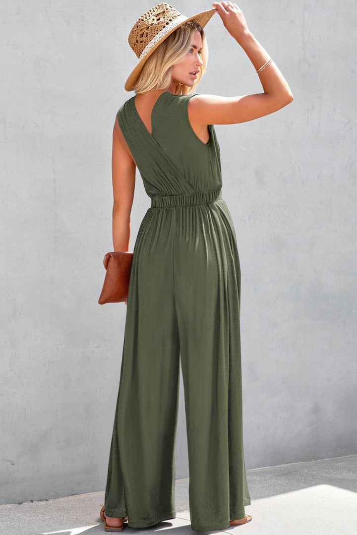 The802Gypsy  Bottoms/Jumpsuits & Rompers TRAVELING GYPSY-Crisscross Wide Leg Backless Jumpsuit