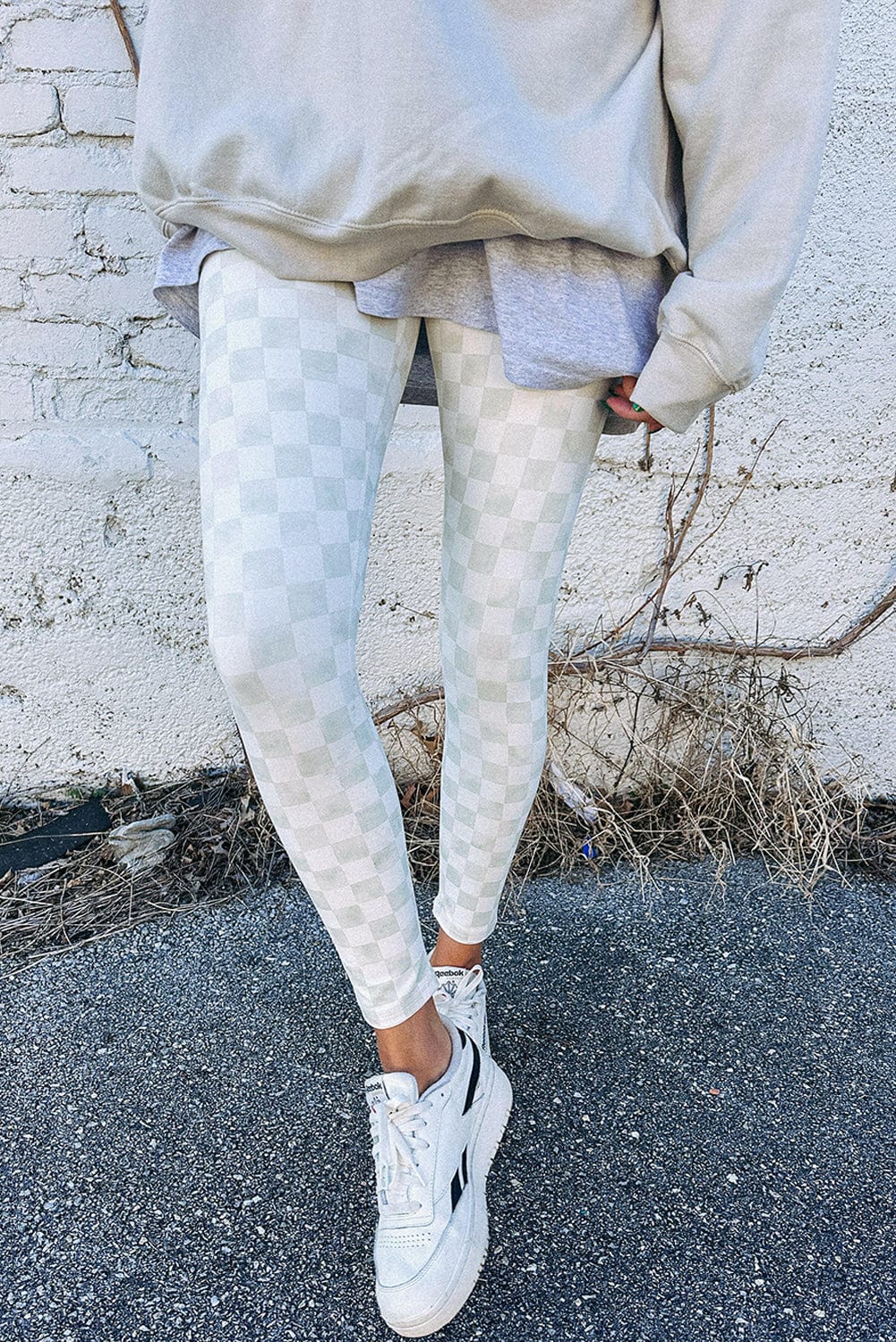 The802Gypsy  Bottoms/Leggings Gray / S TRAVELING GYPSY-Checkered High Waist Skinny Leggings