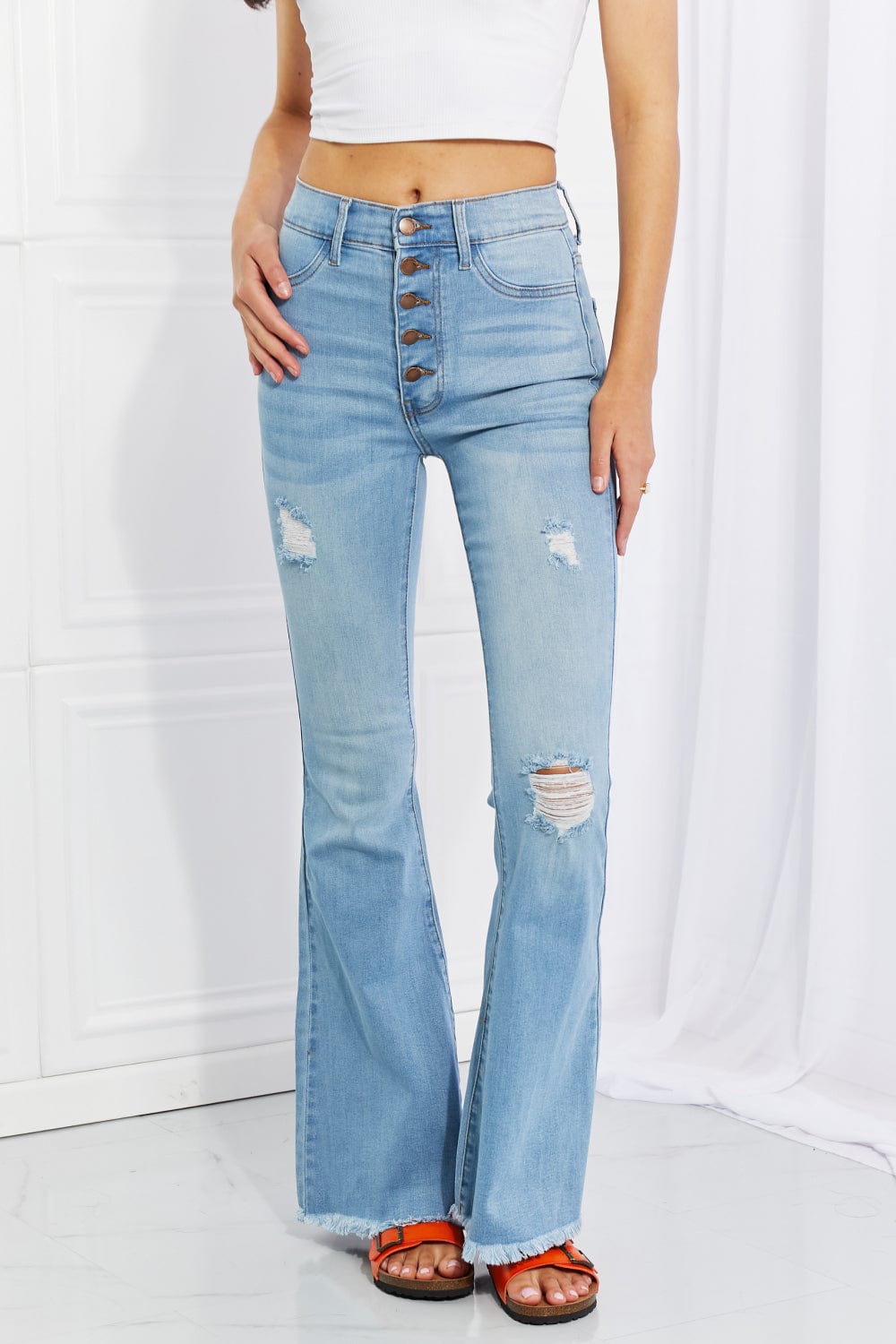 The802Gypsy Bottoms Light / 1(25) Gypsy Farah Button Flare Jeans