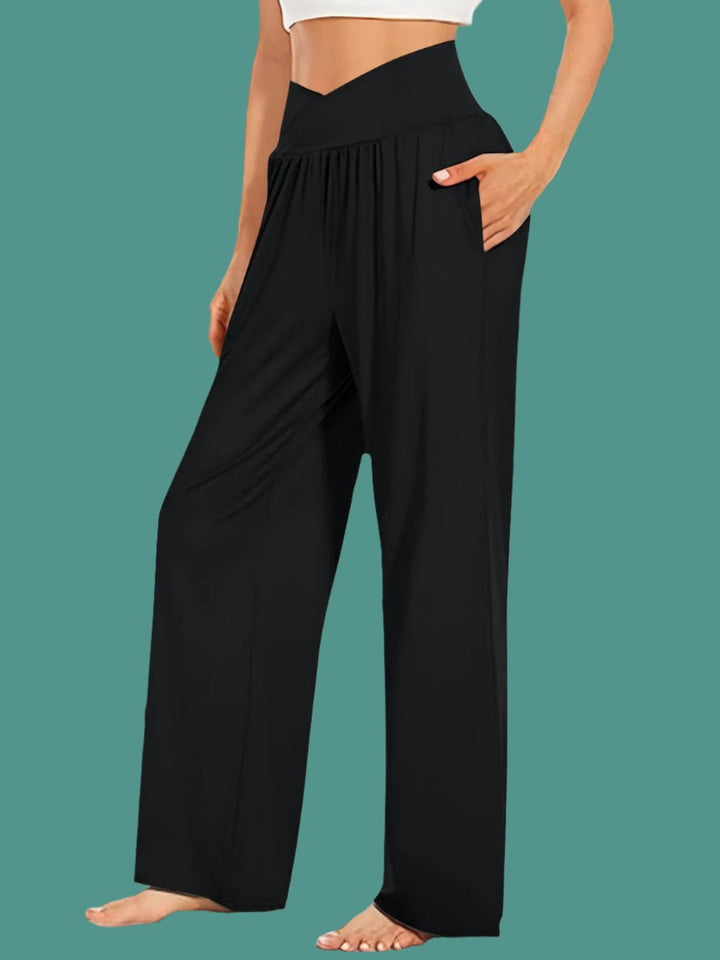 The802Gypsy Bottoms/Pants & Culotte Black / S GYPSY-Pocketed High Waist Wide Leg Trouser Pants 🔷