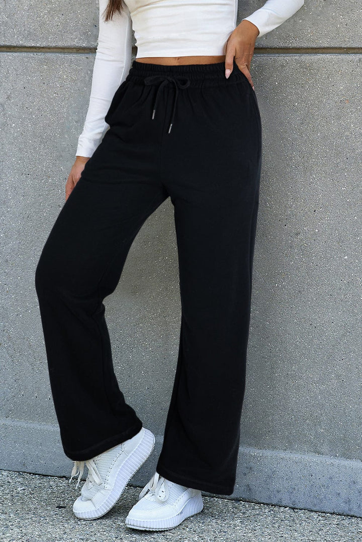 The802Gypsy  Bottoms/Pants & Culotte Black / S TRAVELING GYPSY-Fleece Lined Drawstring Waist Sweatpants