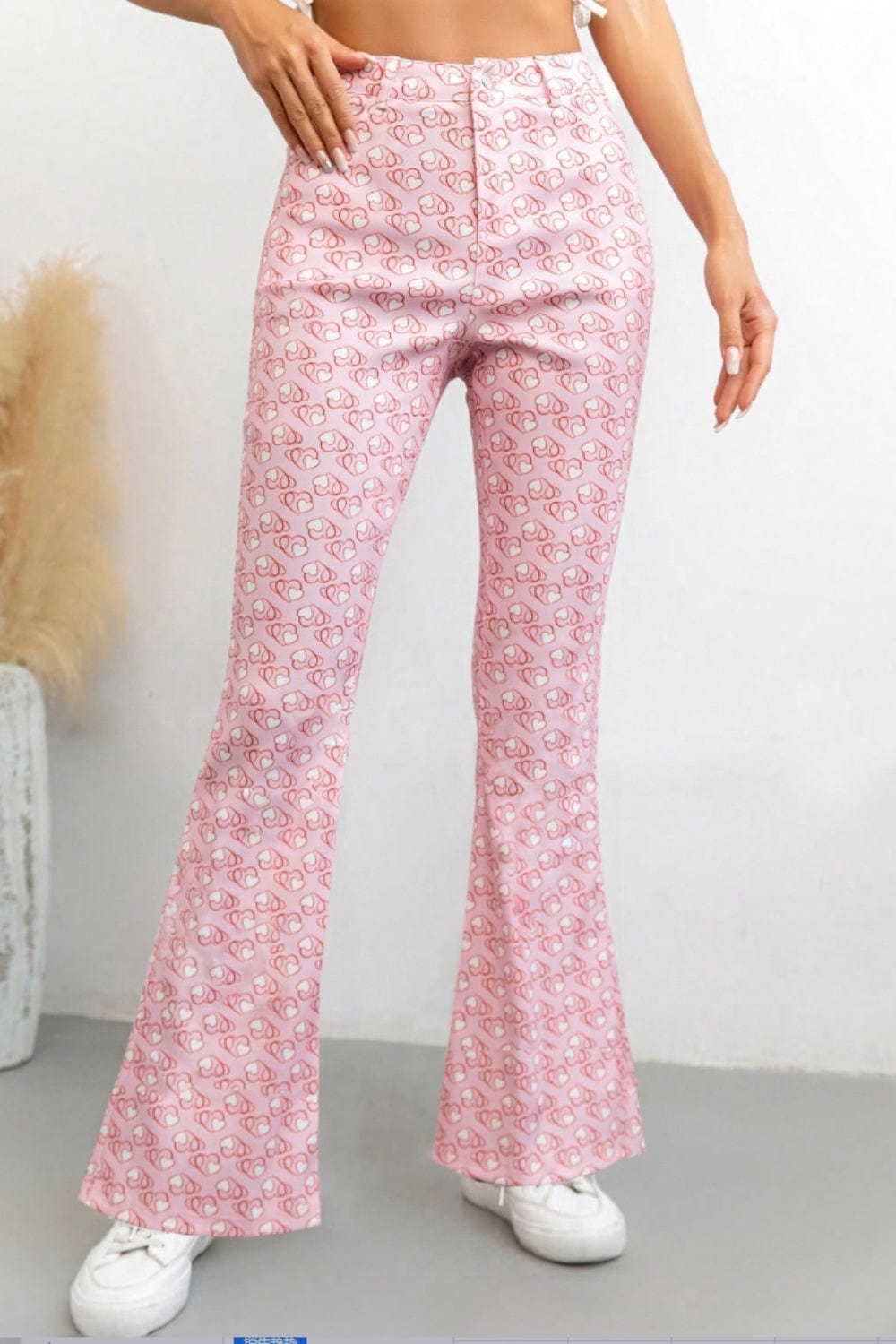 The802Gypsy Bottoms/Pants & Culotte Blush Pink / S GYPSY-Printed High Waist Flare Pants with Pockets