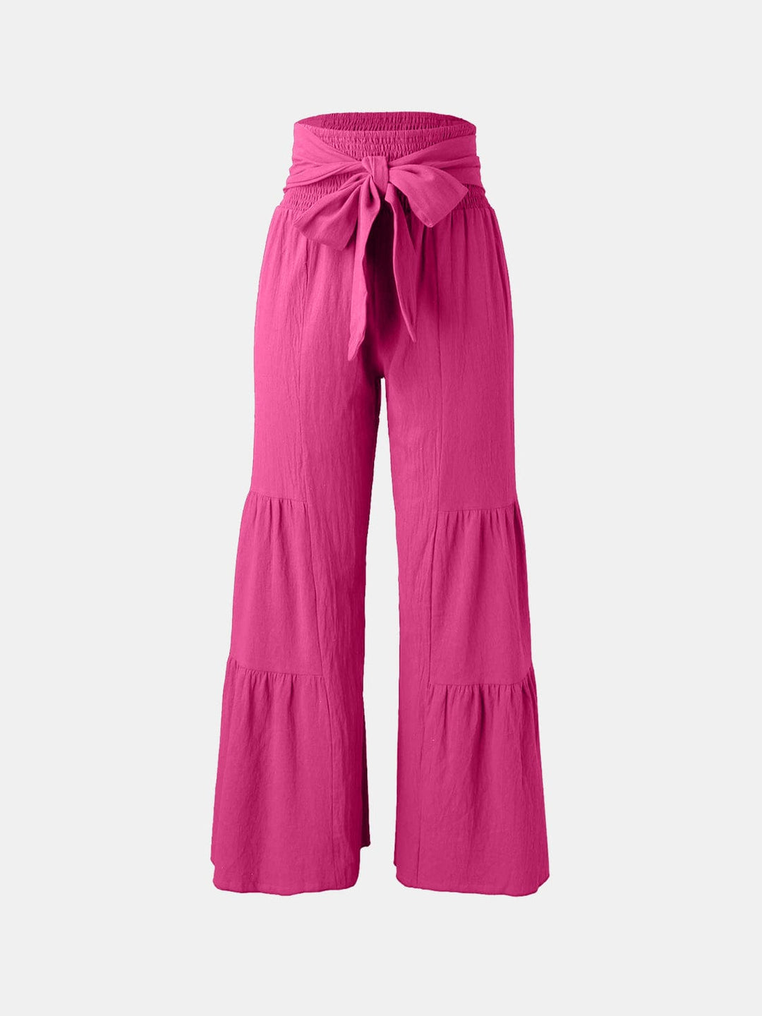 The802Gypsy Bottoms/Pants & Culotte Deep Rose / S GYPSY-Tied Ruched Wide Leg Pants