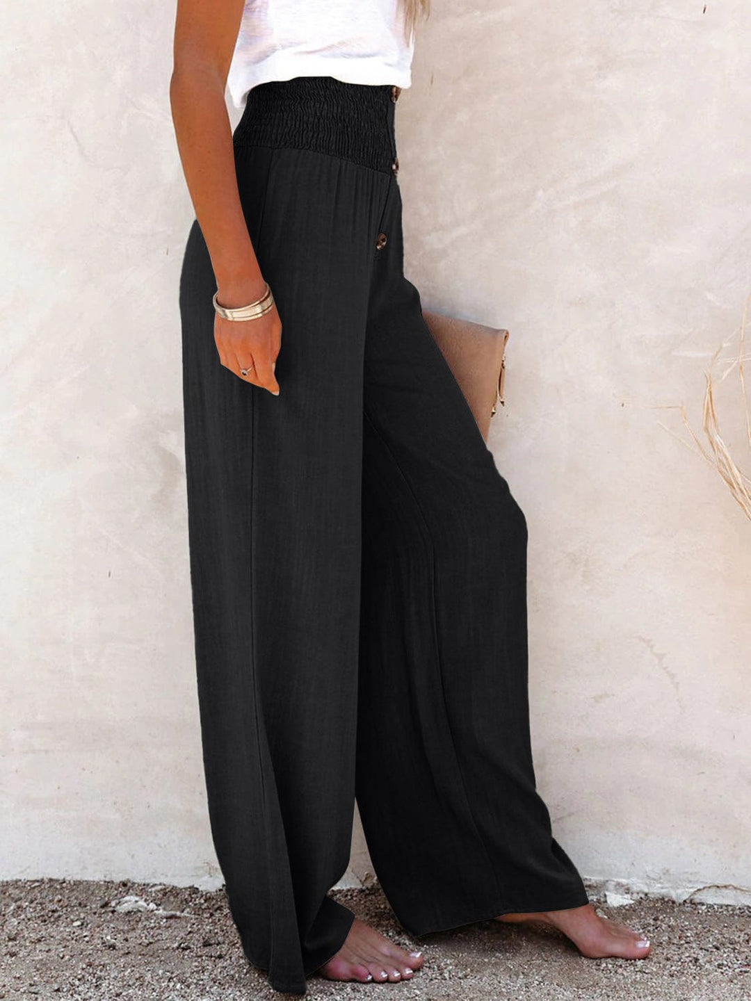 The802Gypsy Bottoms/Pants & Culotte GYPSY-Cotton Decorative Button High Waist Trouser Pants ⏹️