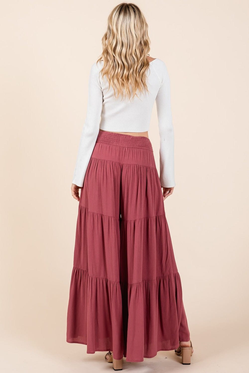 The802Gypsy Bottoms/Pants & Culotte ❤️GYPSY-Mittoshop-Tier Detail Elastic Waist Wide Leg Pants