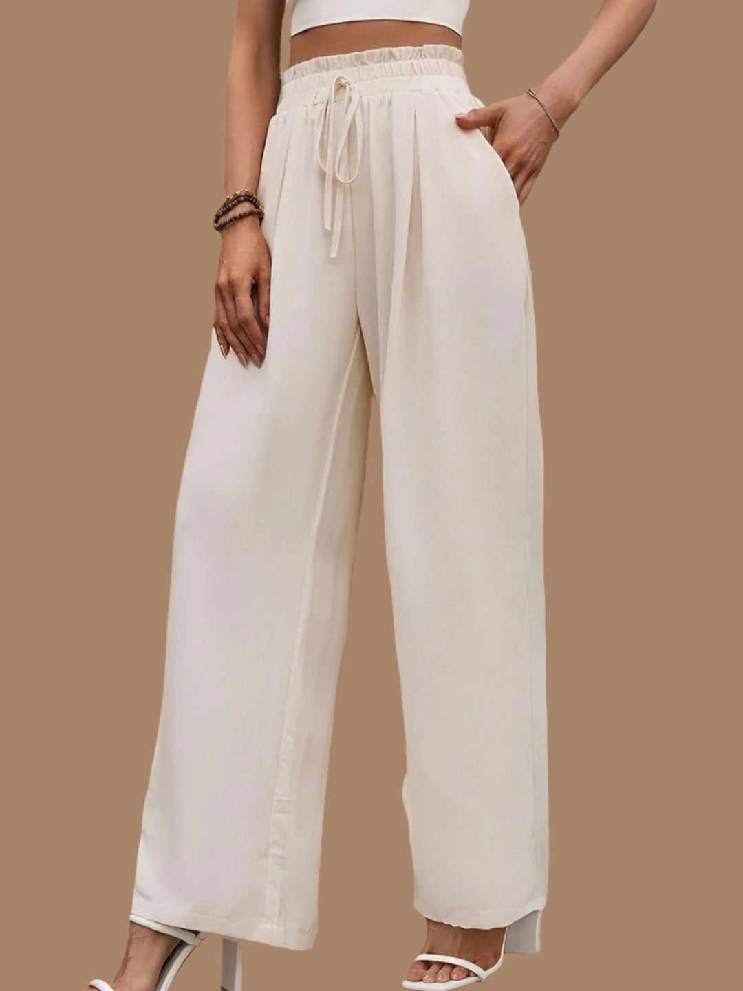 The802Gypsy Bottoms/Pants & Culotte GYPSY-Tied Wide Leg Pocketed Trouser Pants ⏹️