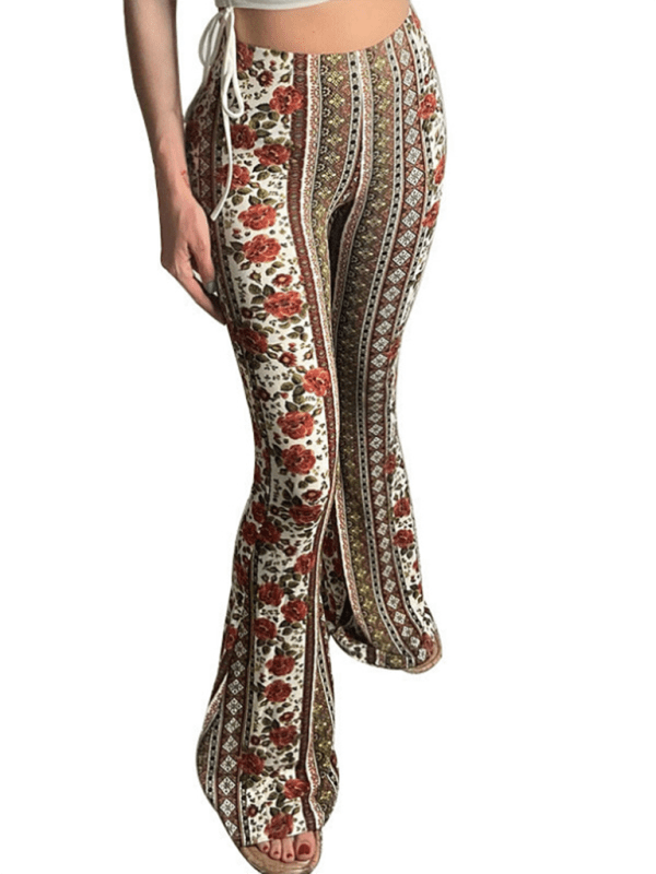 The802Gypsy Bottoms/Pants & Culotte Pattern2-red / XS GYPSY GIRL-Boho Retro Slim Pants