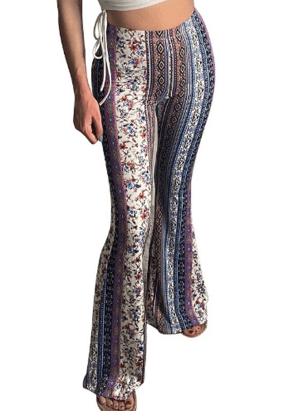 The802Gypsy Bottoms/Pants & Culotte Pattern3-deep purple / XS GYPSY GIRL-Boho Retro Slim Pants