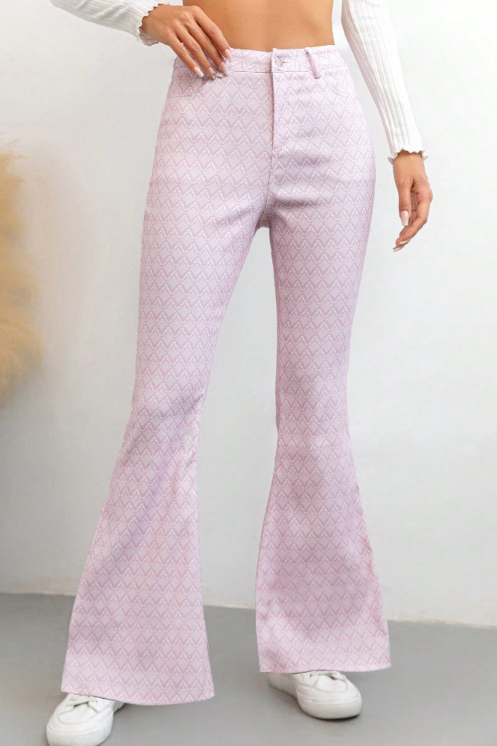 The802Gypsy Bottoms/Pants & Culotte Pink Purple / S GYPSY-Printed High Waist Flare Pants with Pockets